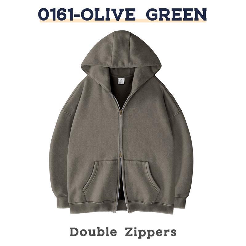 Unisex Oversized Acid Wash Zip Up Hoodie